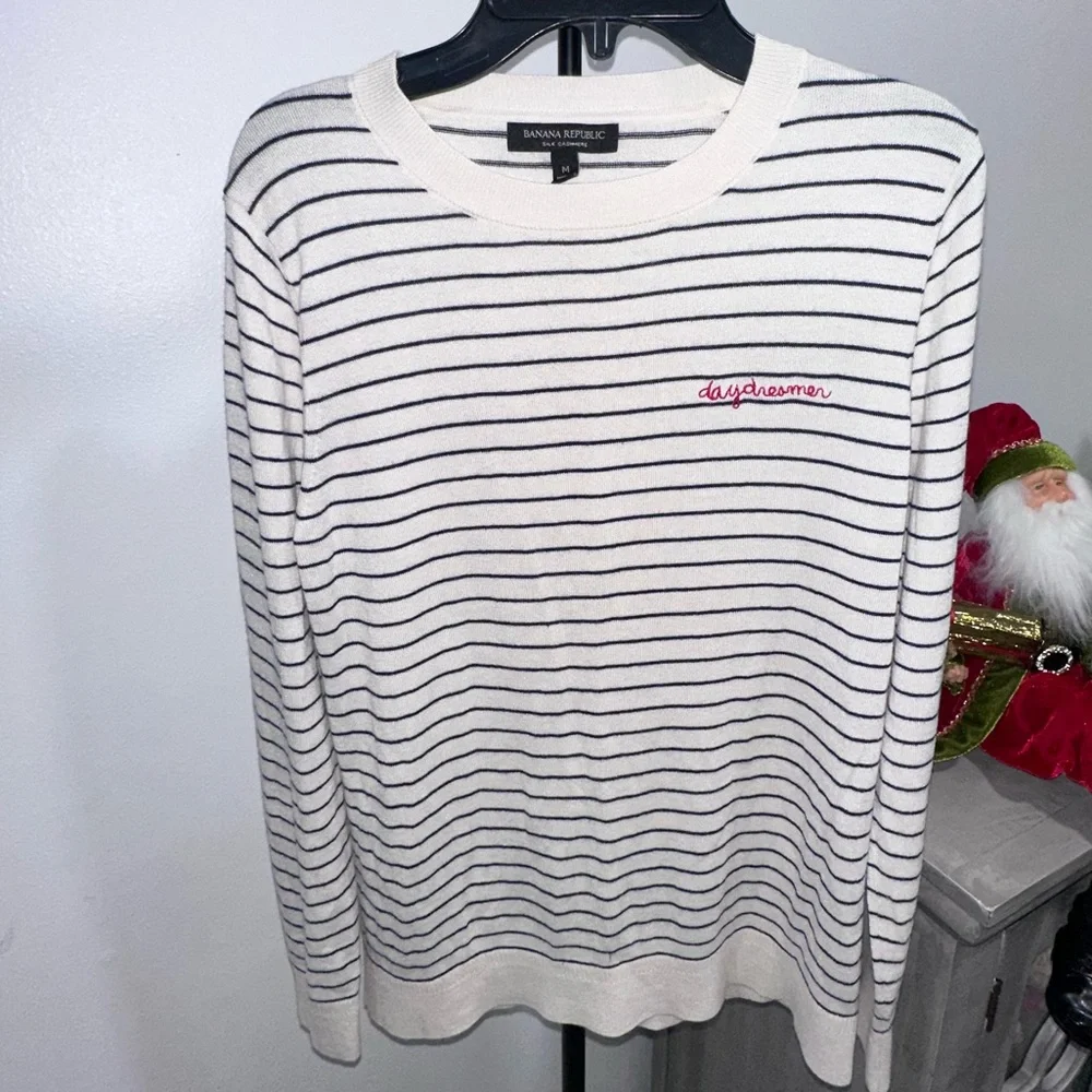 Banana Republic Daydreamer Striped silk cashmere Sweater - cream and black - Picture 4 of 6